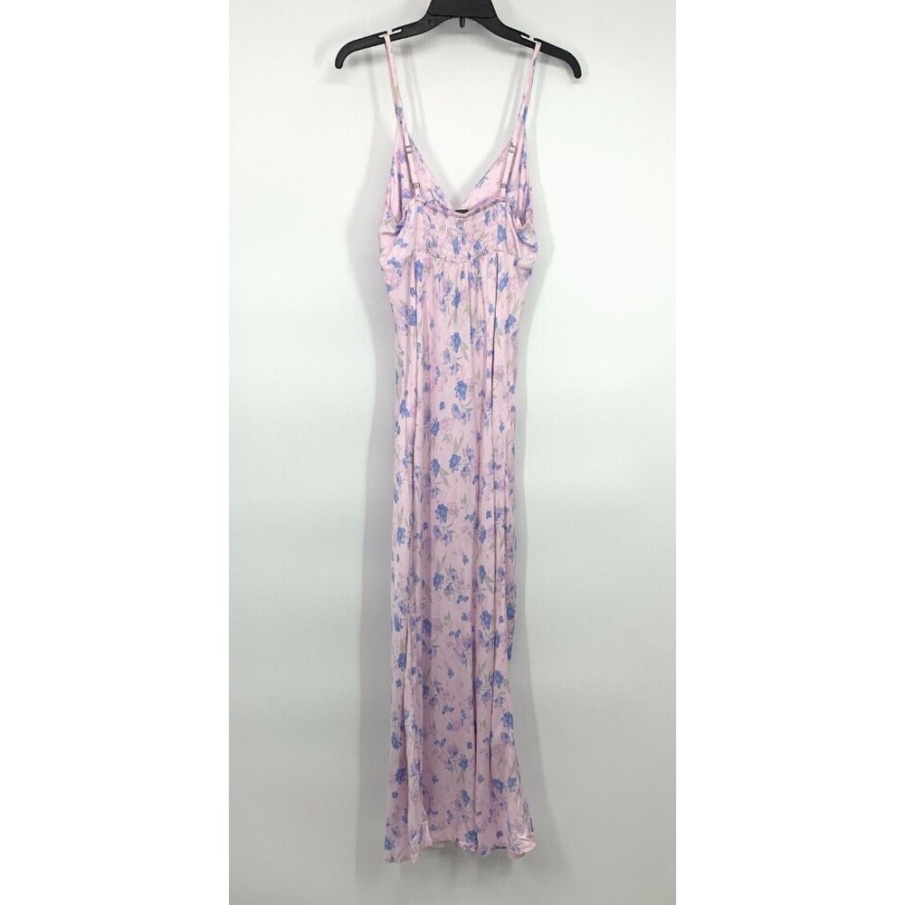 Wild Fable Slip Dress Maxi Pink Floral Ruched VNeck Sleeveless NWT - Picture 10 of 13